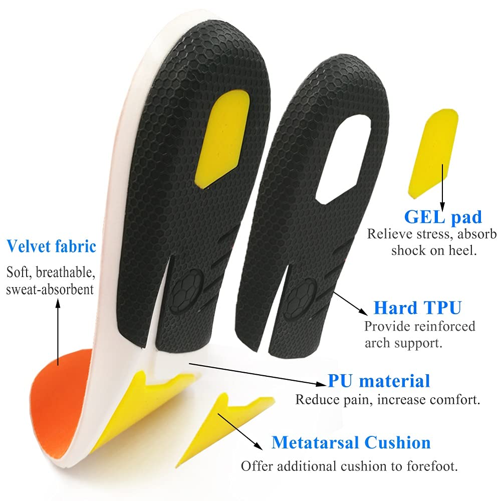 Plantilla Deportiva Cuidado de pies ortopédicos de Silicona para pies Zapatos Sole talón Dolor Plantar Fasciitis Amortiguador Almohadillas(3 Pairs,L EU 41-45)