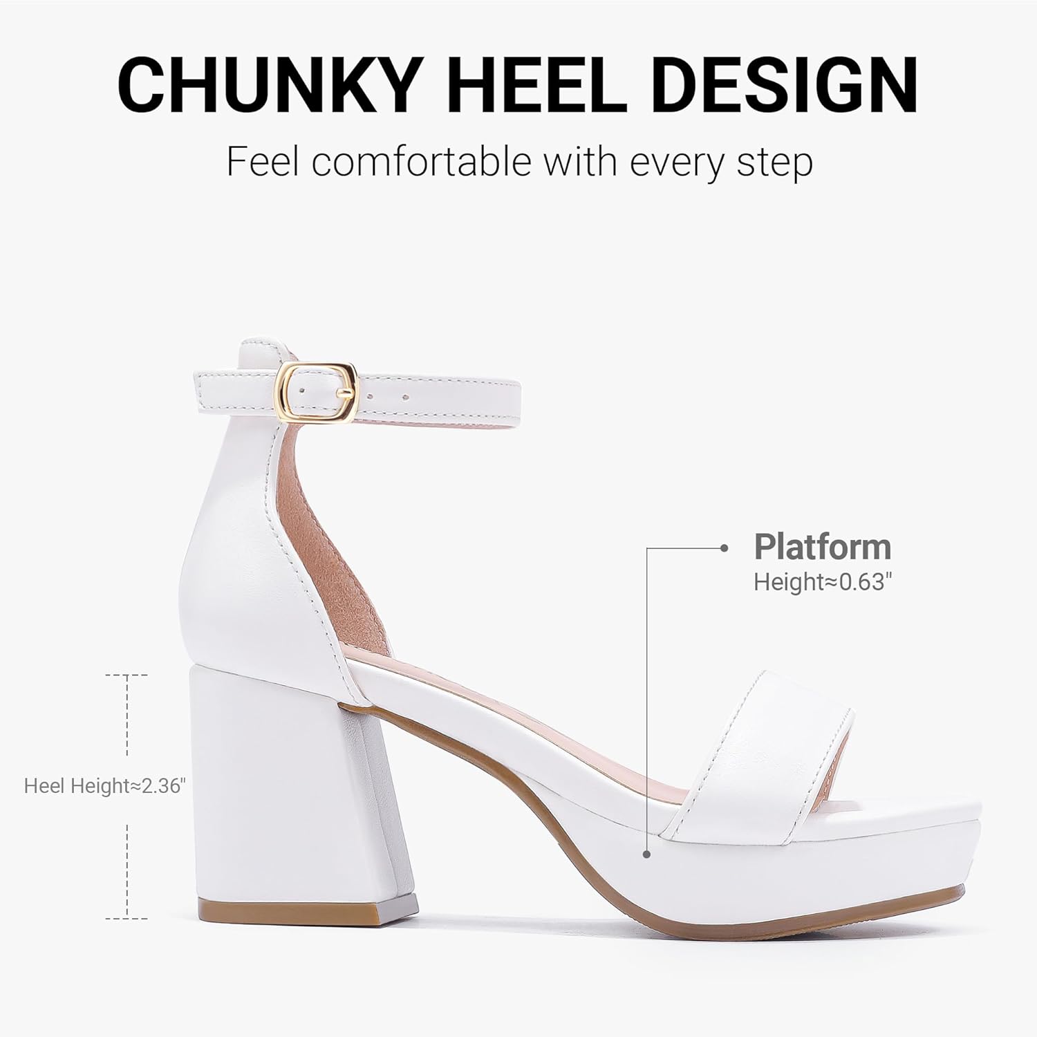 High Heels for Kids Sandals Big Girls Dress Shoes Flower Girl Shoes for Wedding Party Pageant Round Open Toe Ankle Strap Dress Sandals Platform Heels Chunky Pumps for Little Big Kids - Image 5