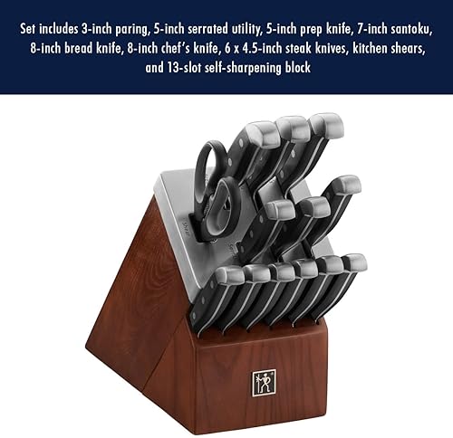 Vista 36 de HENCKELS Statement Razor-Sharp - Juego de 14 cuchillos autoafilables, diseño alemán informado por más de 100 años de maestría Negro