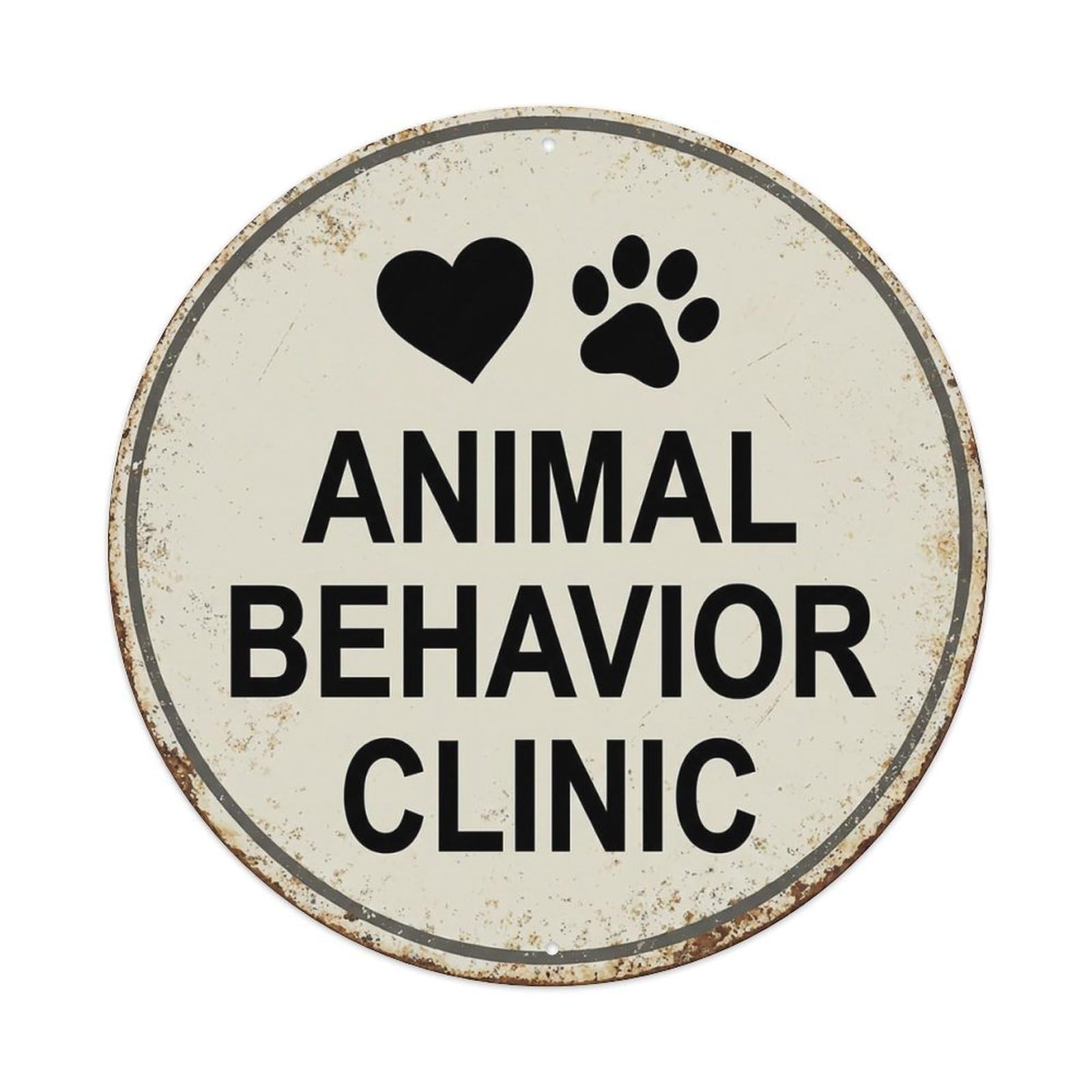 Vintage Animal Behavior Clinic Center Vintage Metal Tin Sign Plaque Wall Decor for Cafe, Club Bar, Office, Garden Metal Poster 8x8Inch