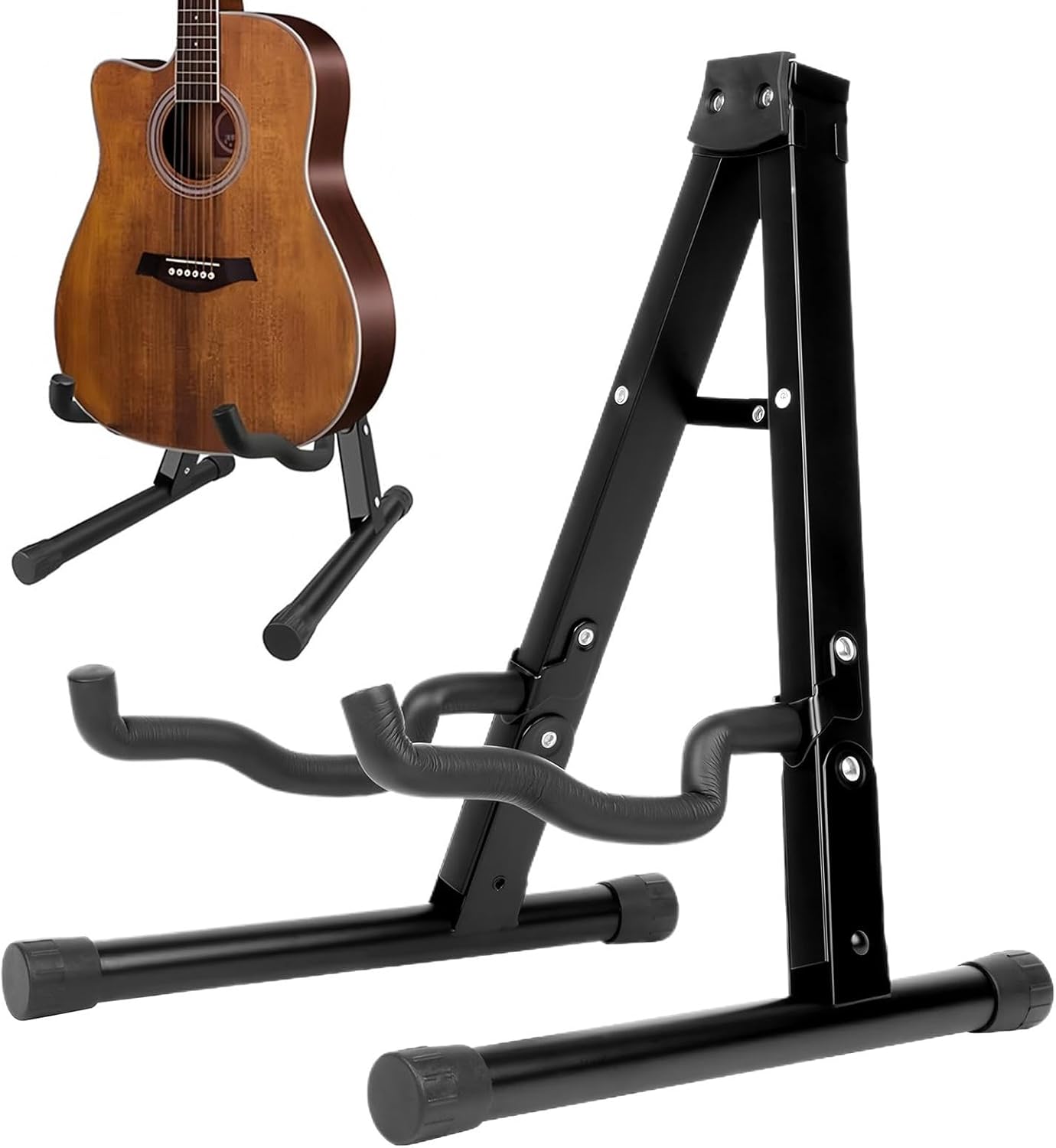 Metal Guitar Rack | Adjustable Floor Guitar Stand | Space-Saving Bracket, Multipurpose Support Holder for Basses, Banjos, Ukuleles - Image 1 of 9