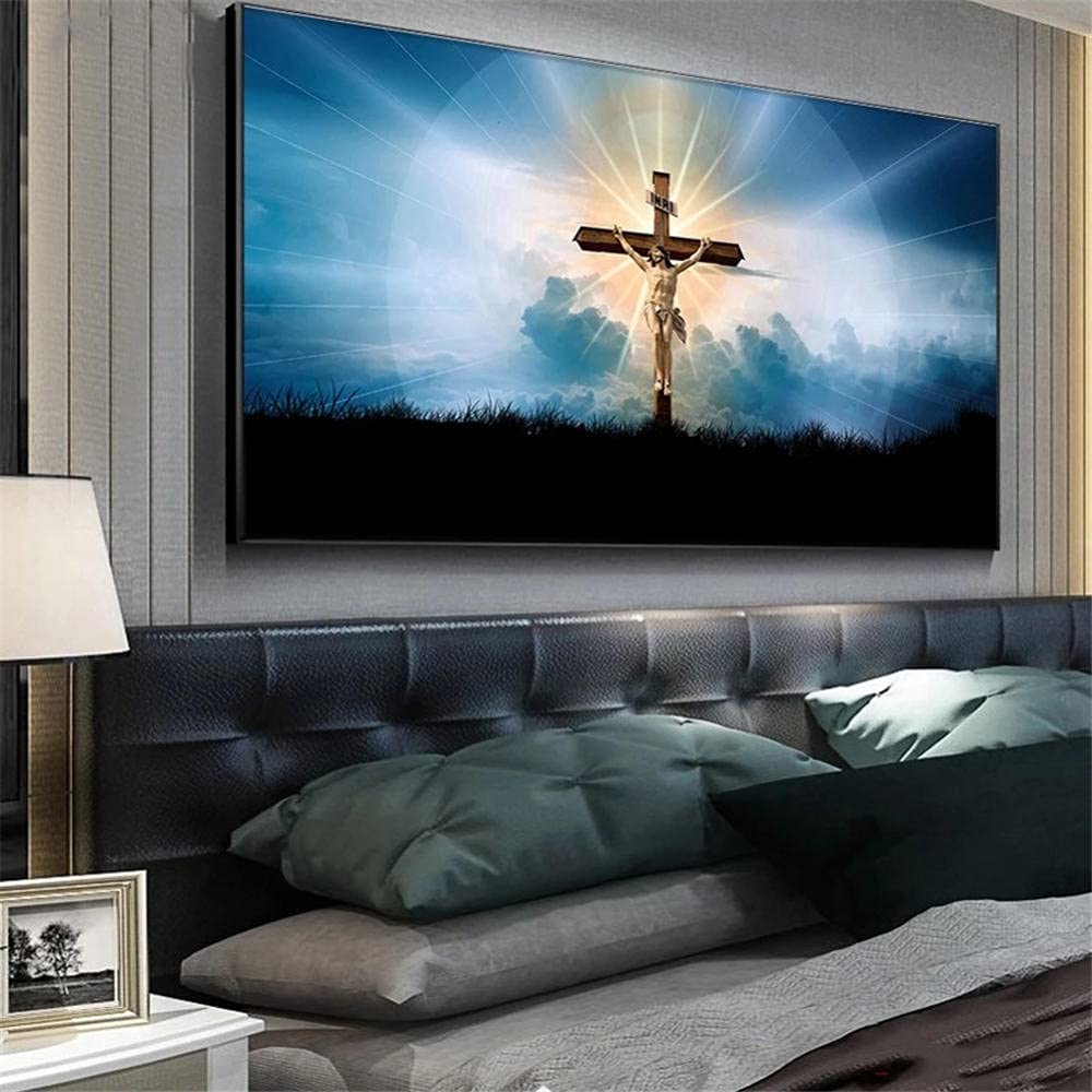Broderie diamant grande taille 50x100cm kit complet paysage de croix