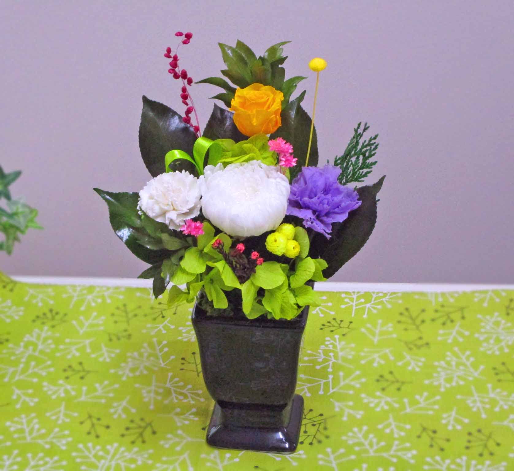 Amazon|プリザーブドフラワー 仏花 仏壇用 一対 お盆 命日 お仏壇花