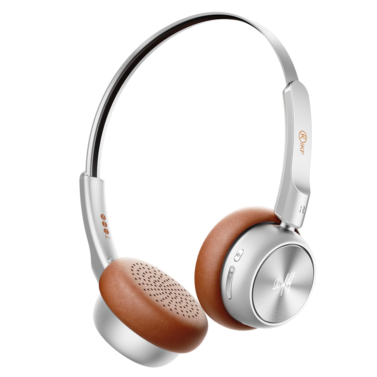 iKF R1 Auriculares Inalámbricos Retro, Auriculares Over Ear Bluetooth, 60 Horas De Reproducción, HiFi con Micrófono, Diseño Vintage, con Conexión Multipunto, Conexión De Doble Dispositivo, Curtido