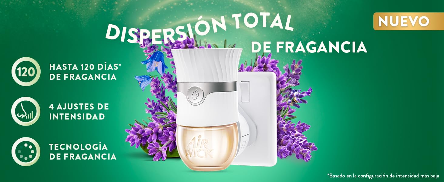 Air Wick Pack de 3 Recambios para Ambientador Eléctrico con aroma a Lavanda, infusionado con 2 veces más aceites esenciales