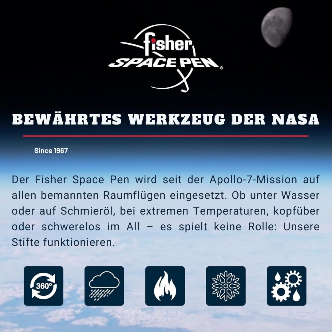 Fisher Space Pen Shuttle CH4BC Kugelschreiber (Dezenter Matt-Schwarz-Look – schreibt zuverlässig auch bei Kälte, Nässe und unterwegs) Matt Schwarz