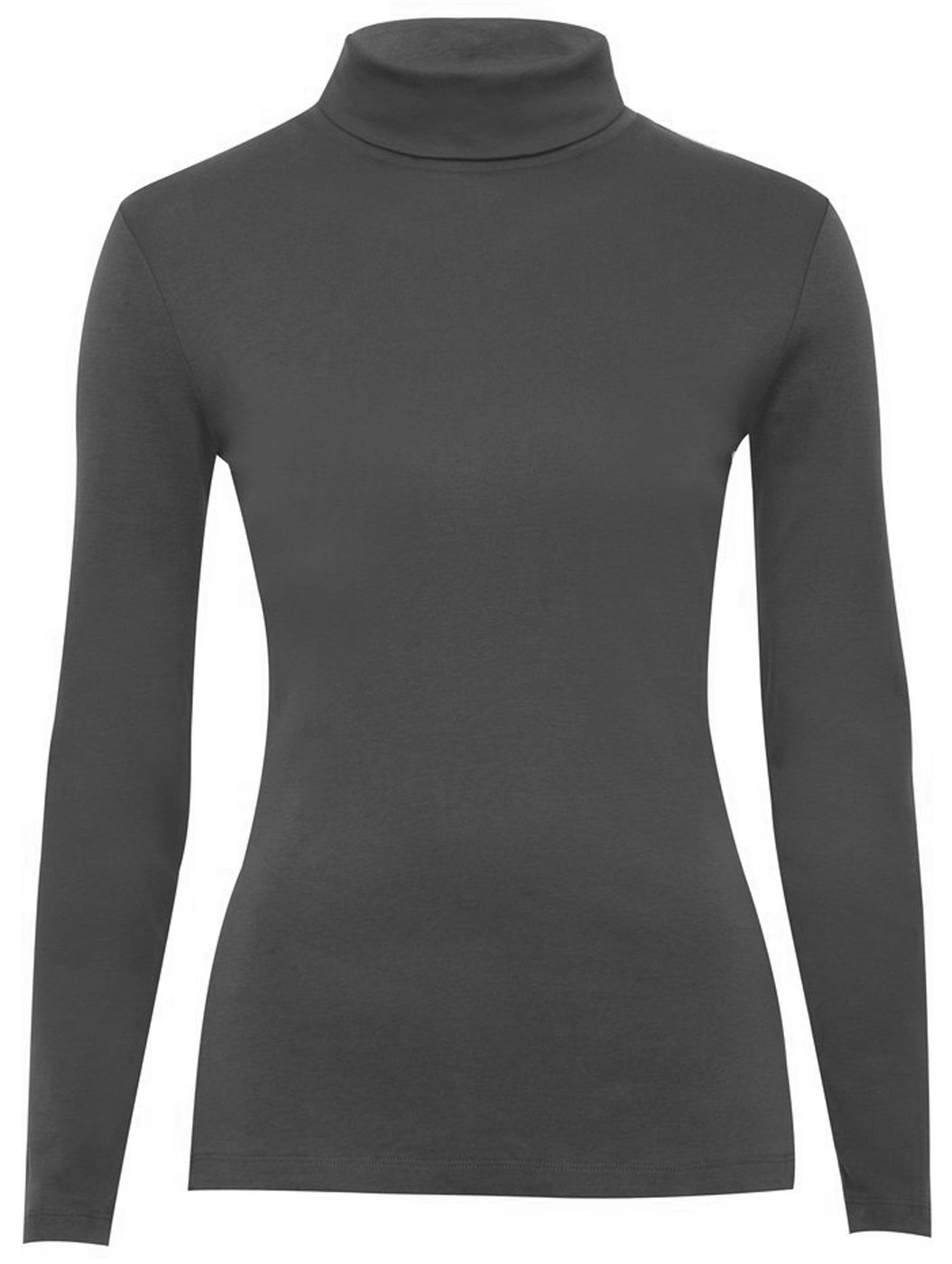 Fashion Valley Womens Plain Long Sleeve Turtle Polo Neck Top Ladies Roll Neck Top Jumper Charcoal-s/M