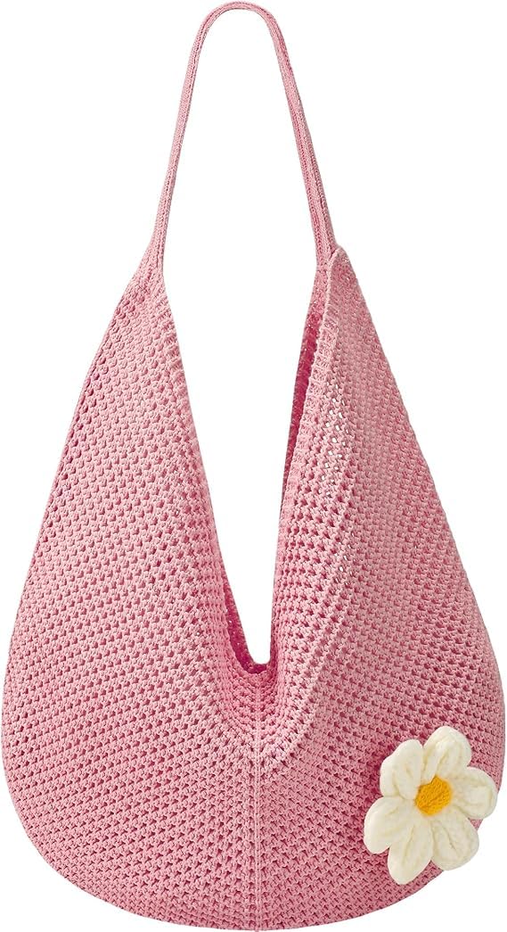1 Pc Boho Crochet Bag, Stylish Woven Beach Bag for Women, Flower Pattern Handmade Tote Bag Ideal for Travel Vacation Outdoor Daily Casual Shopping Everyday Party Use-image-19