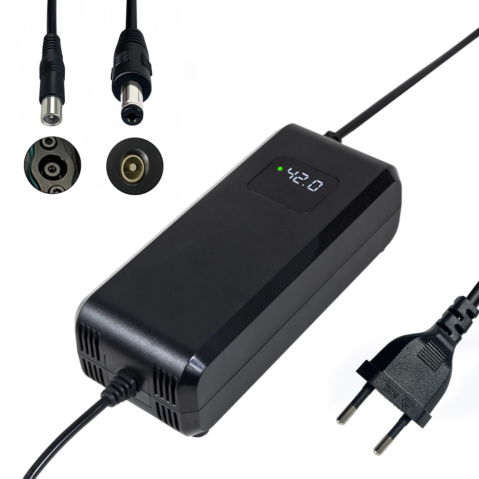 Caricabatteria al litio da 42 V 5 A per biciclette elettriche e scooter Caricabatteria rapido per batterie agli ioni di litio da 36 V con display ad alta definizione