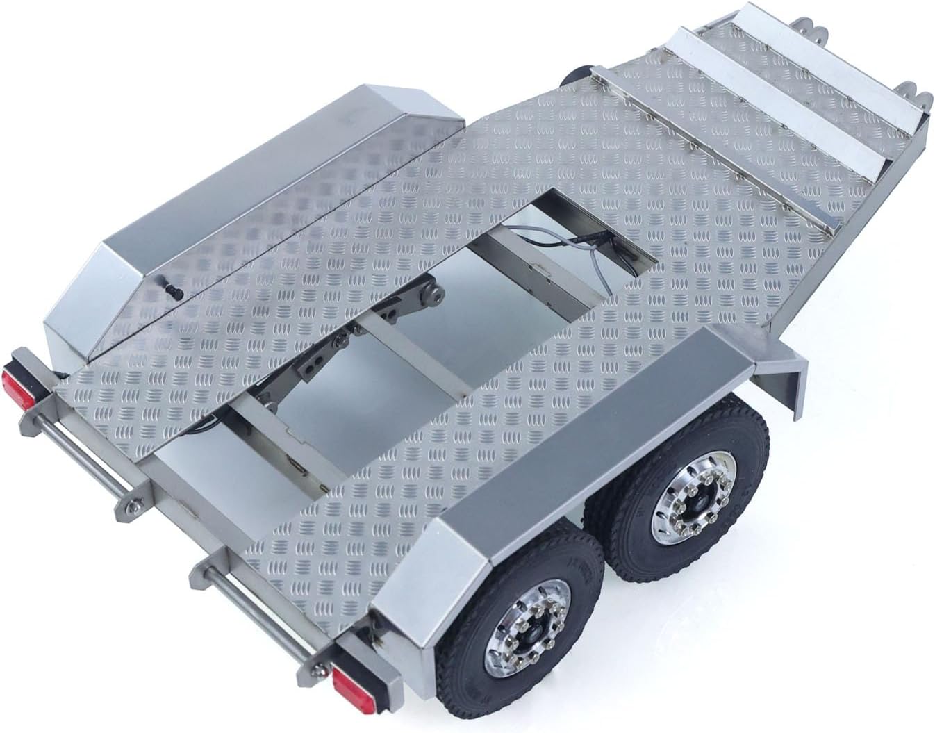 1/14 ET2 2Axles Trailer for E20 Remote Control Excavator Support Legs Stainless Steel Tailboard Almost Assembled Construction Vehicle Hobby Grade Model
