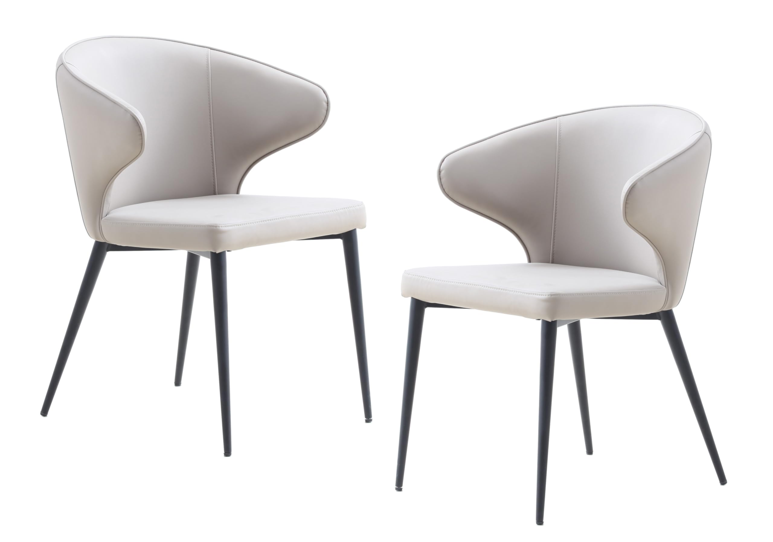 Limari HomeSutella Collection Modern Vegan Leather Upholstered Dining Chair (Set of 2), Beige, Black