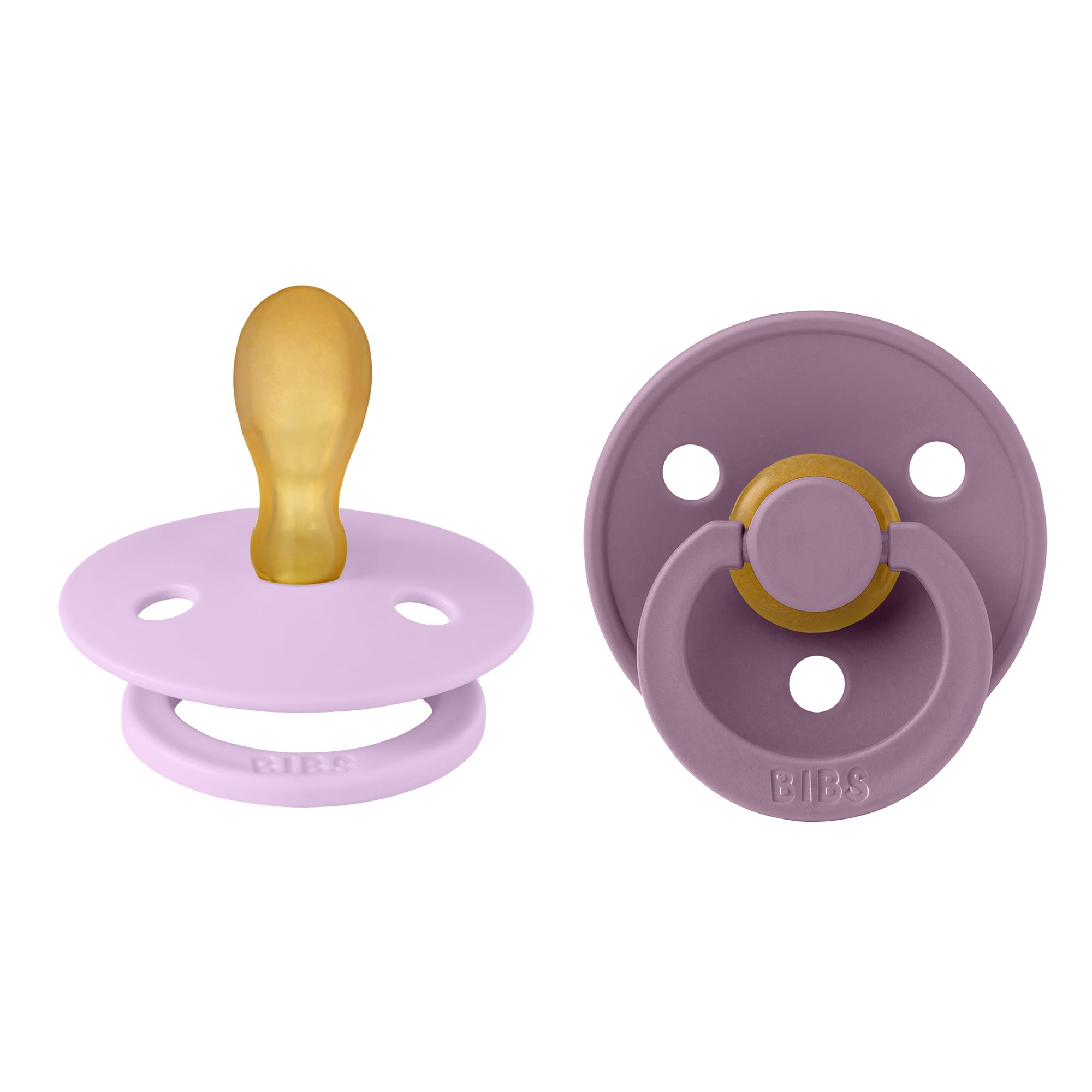 BIBS Colour Symmetrical Schnuller 2er Pack, BPA-frei Dummy-Schnuller, Symmetrischer Nippel. Naturkautschuk/Latex, Hergestellt in Dänemark, Größe 2 (6-18 Monate), Violet Sky/Mauve