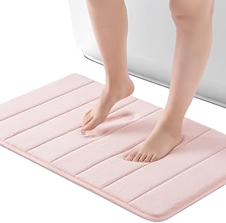 ROSMARUS Memory Foam Bath Mat 17” x 24”, Water Absorbent Bath Mats for B...