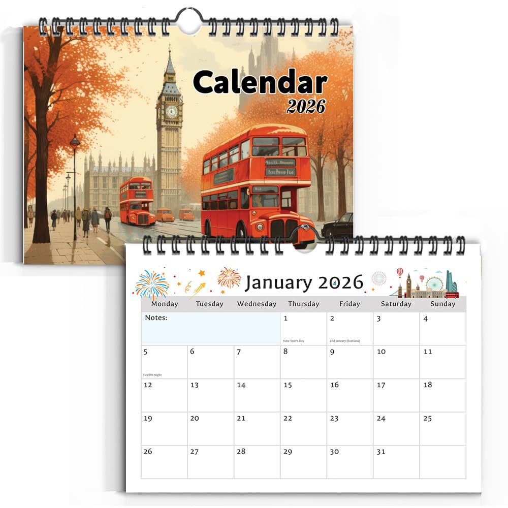 2026 Wall Calendar A4 Academic Year Monthly Wall Planner Ideal for Home, Office, School & Family 12 Month-to-View Calendar for Holidays, Work Organisation & Scheduling (Holiday theme Calendar)