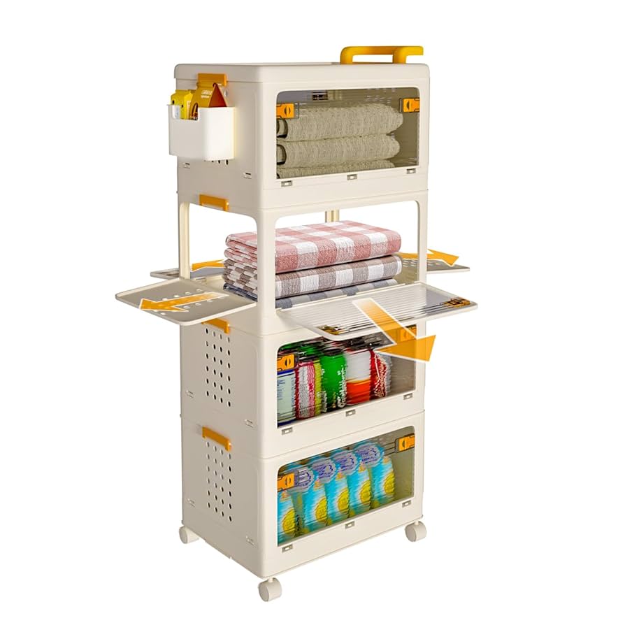 折りたたみ収納ボックス コンテナボックス キャスター付き 大容量 ホワイト　6個 折りたたみ収納ボックス コンテナボックス キャスター付き 大