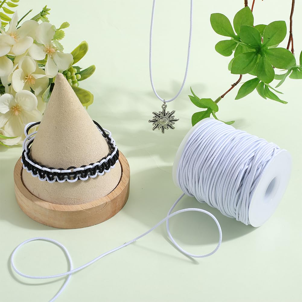 SUNNYCLUE 1 Roll 109 Yards/100M Jewellery Cording Elastic String Bulk 1.5mm White Polyester Wax Braided Beading Sewing Threads Cord with Spool for Jewellery Making Bracelets Necklaces Crafts Supplies - Image 4