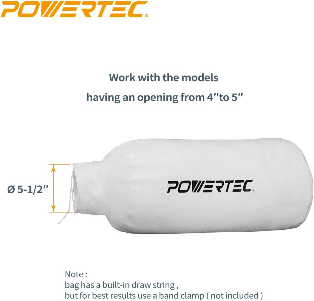 POWERTEC DC5370 Wall Mounted Dust Collector with 2.5 Micron Filter Bag | 537 CFM - - 