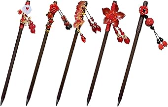 5 Pieces Retro Wooden Hair Pins Retro Hairpins Retro Hairpins Classic Hairsticks Jewelry Tassels Chinese Japanese Style Hair Accessories for Women