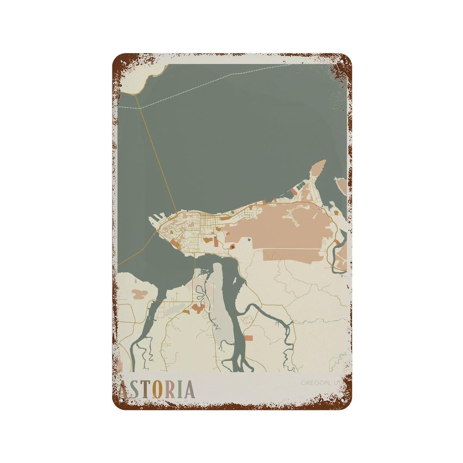 xiaoxiaoshen Astoria Map Oregon Travel Gift Boho (2) Wall Decor Art Metal Tin Poster Modern Home Decor Art Home Bar Shop Decorations Vintage Sign 30x20cm