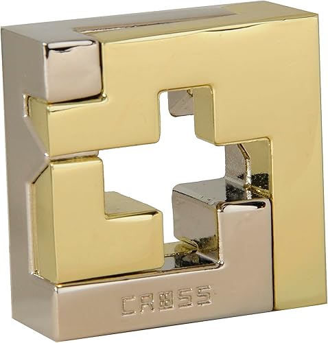 Miniatura 4 de Cross Hanayama Puzzle, nivel 3, con terciopelo verde, bolsa de satén rojo con cordón, paquete