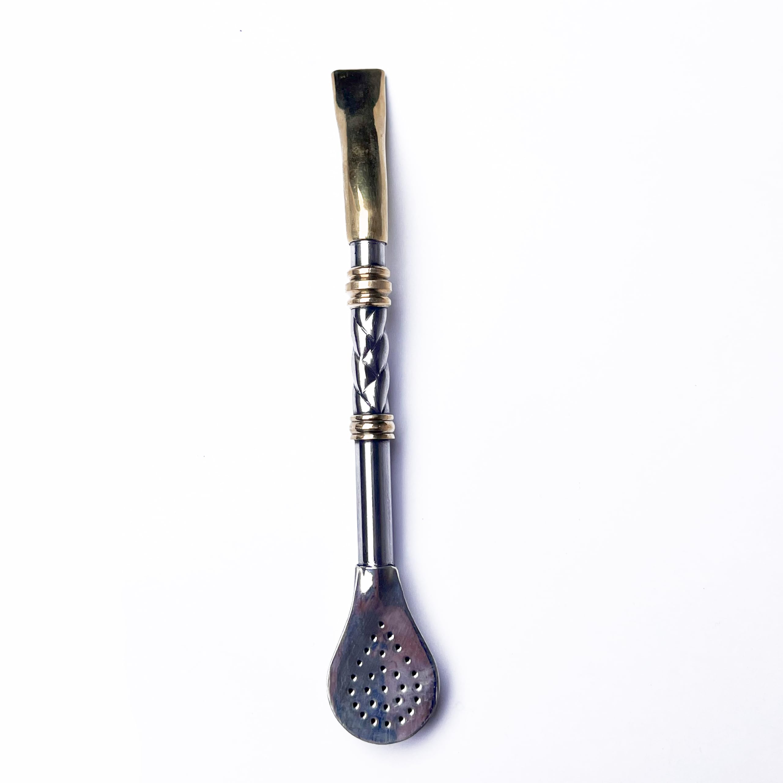 Bombilla Pico de Loro con detalles en Bronce, Bombillón para mate, Bombilla para mate de ALPACA, Bombillon Premium artesanal