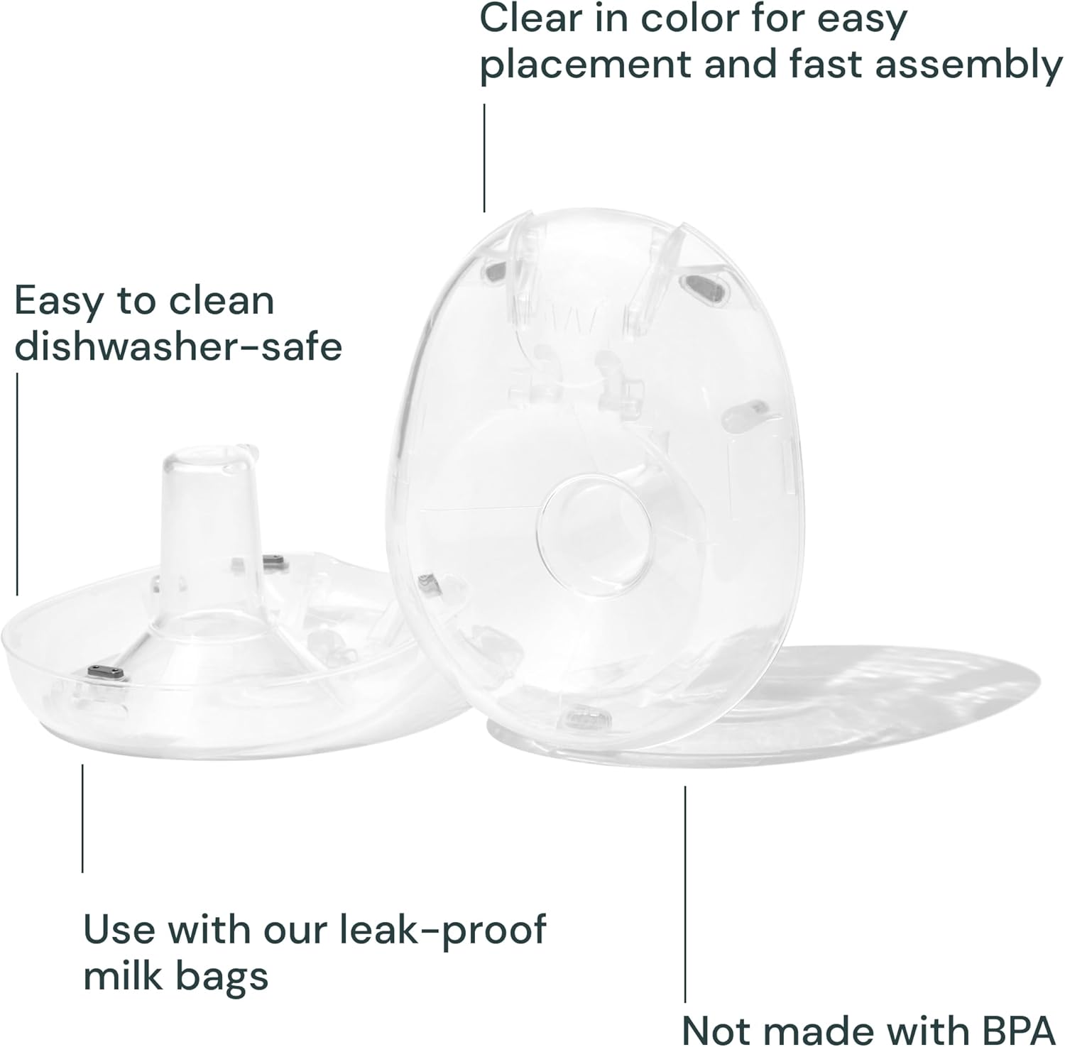 Willow - 360 Breast Pump Flanges - 24mm Breast Shield - for Willow 360 or 3.0 Wearable Breast Pump, Hands-Free for Leak Proof Breast Pumping with Spill- Proof Milk Bags - 2ct