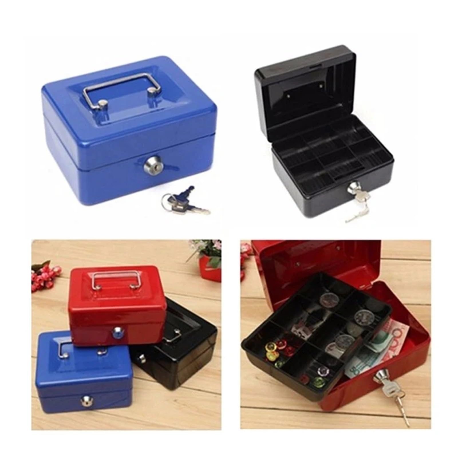 Mini armario de llaves de acero inoxidable con cerradura de seguridad, caja fuerte pequeña para el hogar y la oficina, 3 tamaños (L XL XXL) ideal para espacios de alquiler (XL, negro)