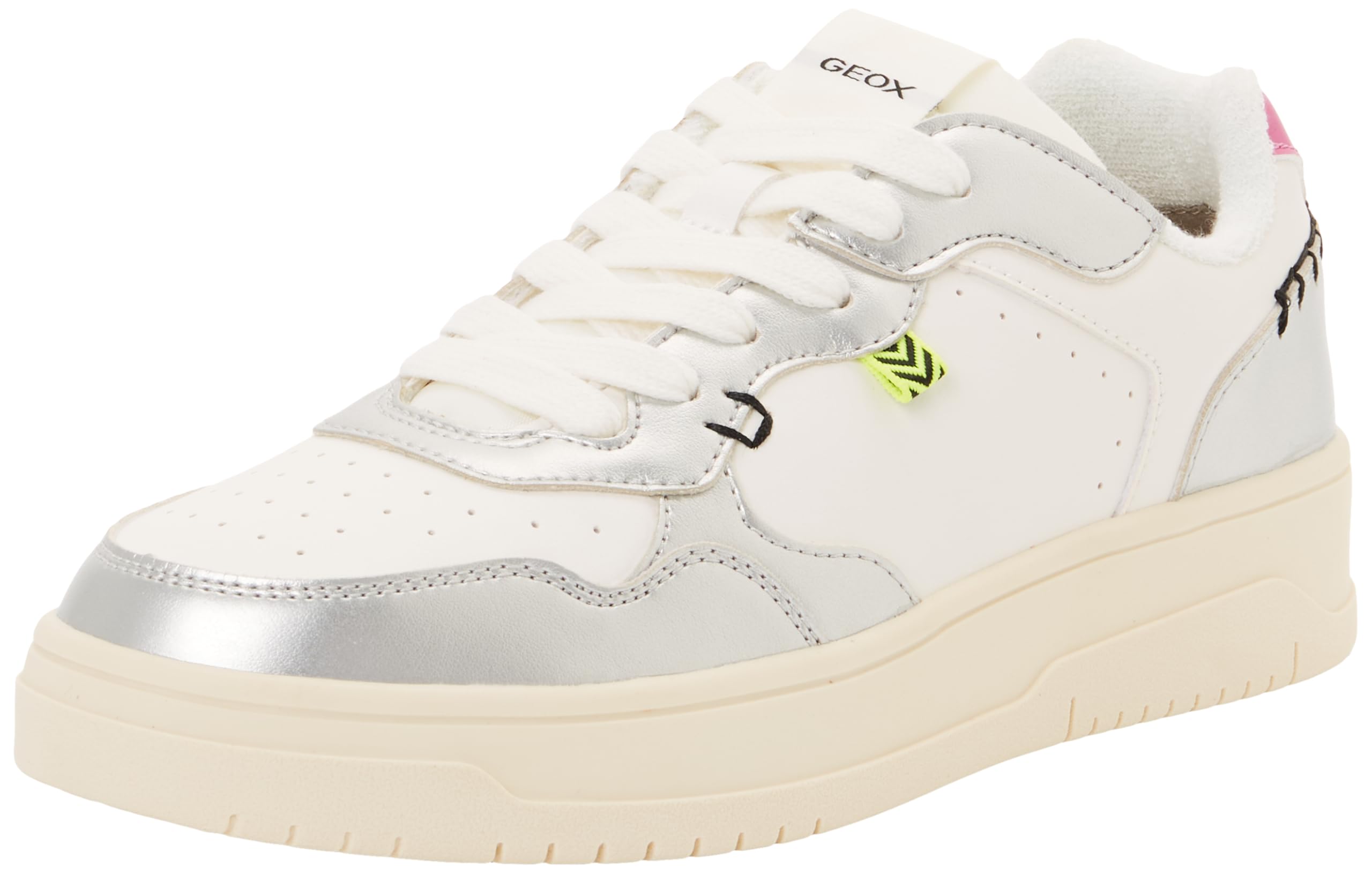 Geox J LESTRELLA Girl C Trainers, White/Silver, 35 EU