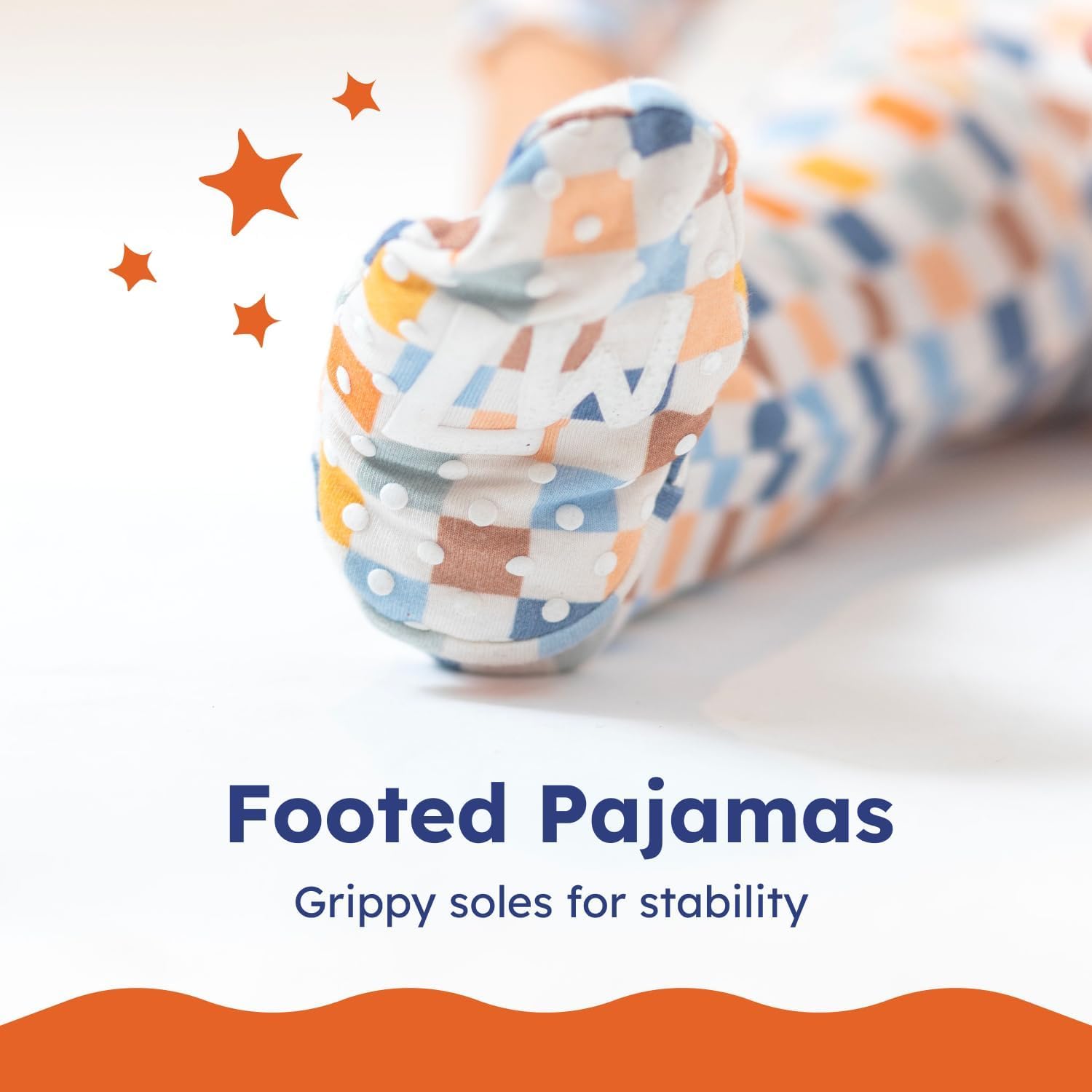 Little Worldz by Strasburg Baby Footies - Zipper Footie Pajamas for Children - One-Piece Viscose from Bamboo Sleepwear Orange Football Print, 3-6 Months