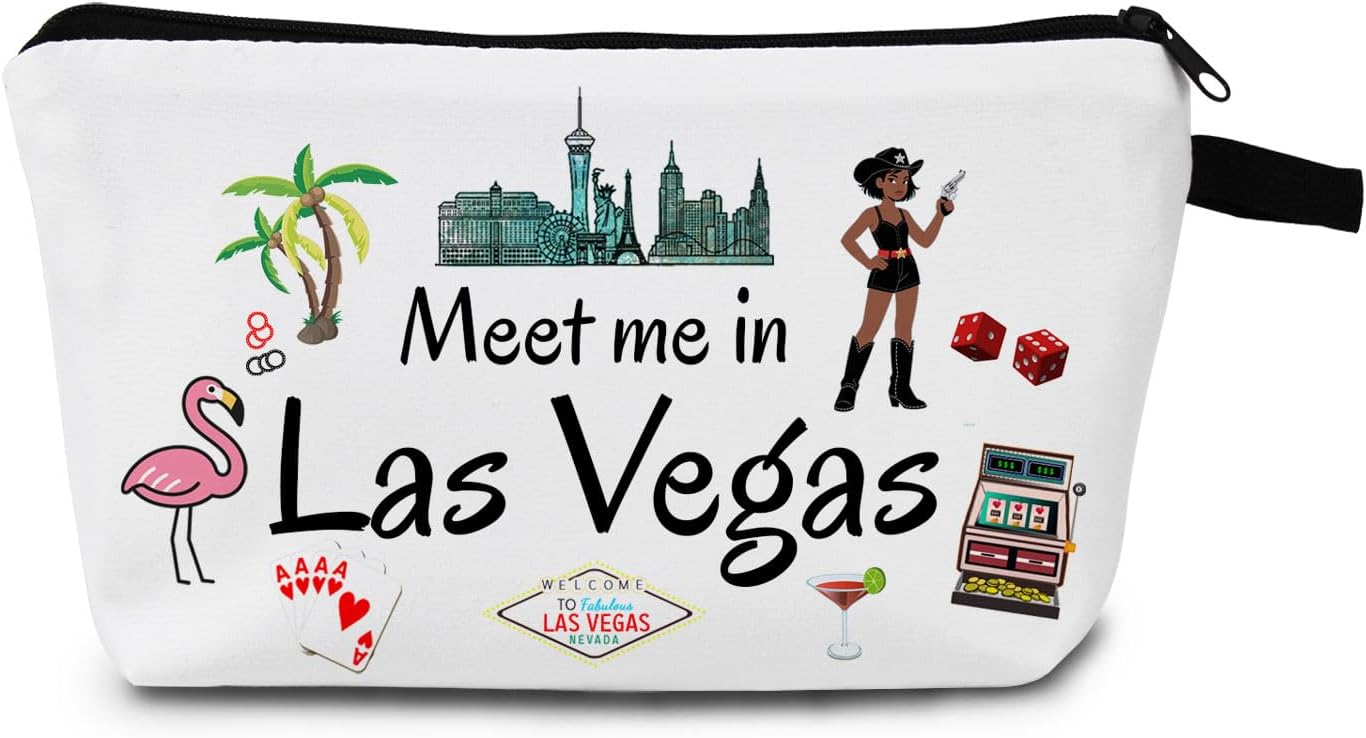 Las Vegas Travel Themed Gift Cosmetic Bag Las Vegas Lovers Gift Las Vegas Travel Souvenir Merch Vacation Zipper Makeup Bags Travel Toiletry Bag Accessories Small Storage Pouch