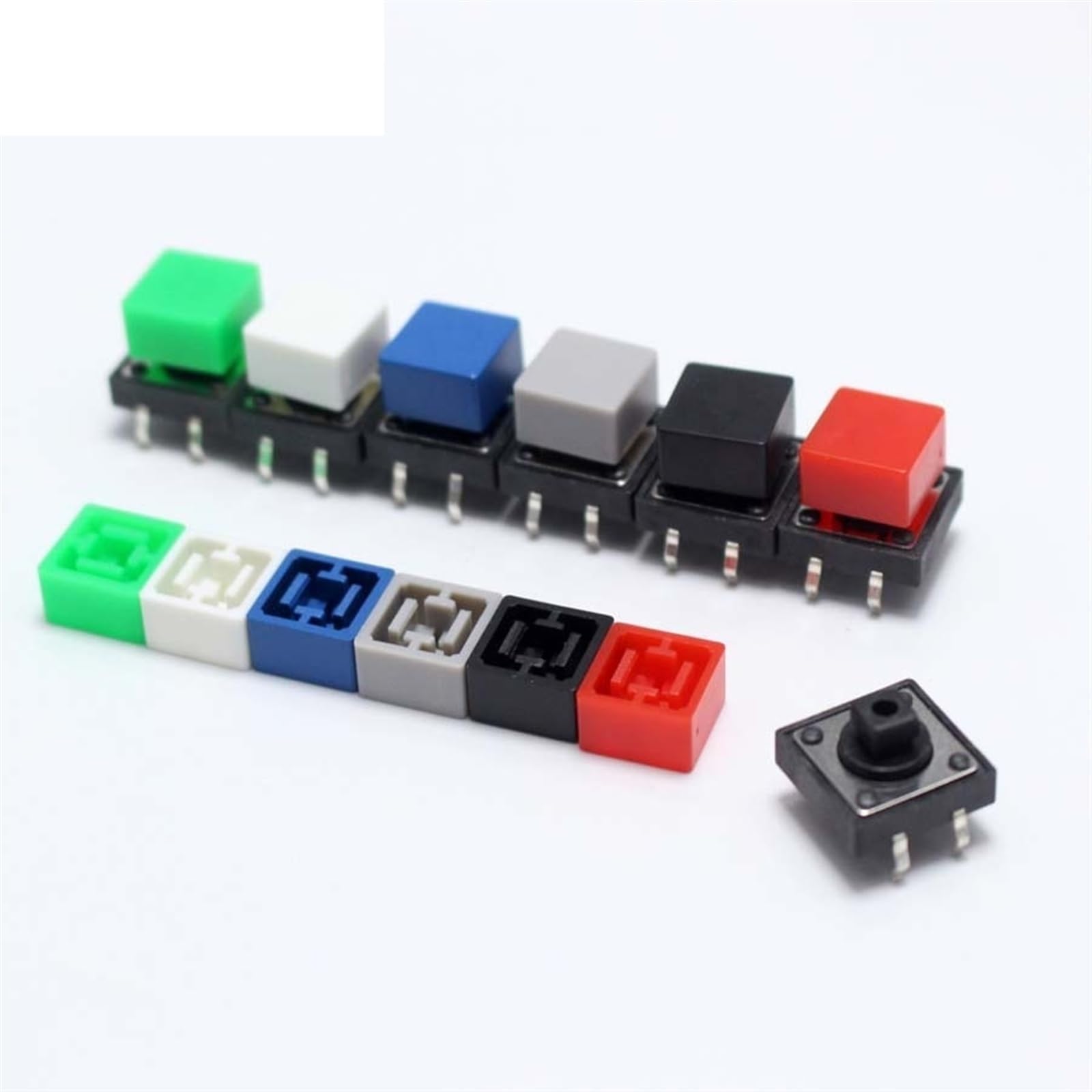 Capuchon bouton-poussoir tactile interrupteur micro tact 12x12mm carré couleur mix 20pcs