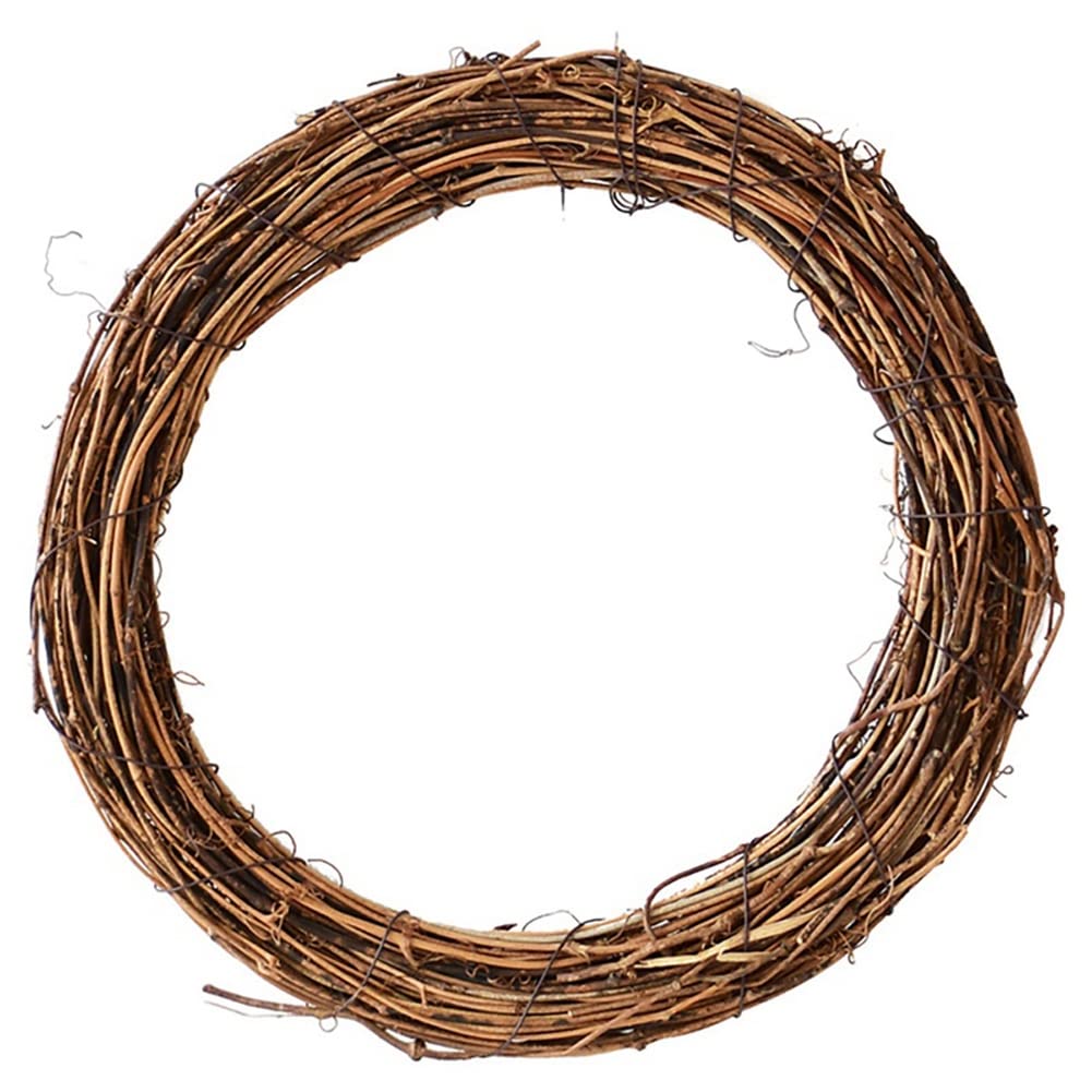 10/15/20/25/30/40cm DIY Crafts Natural Grapevine Wreath Christmas Dried Rattan Wreath Ring Christmas Wreath Door Garland (15cm/5.9", Brown)