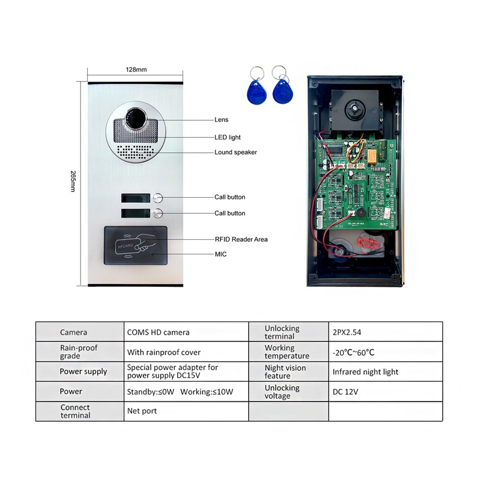 Sonnette sans fil Interphones Vidéo Intelligents For La Maison Wifi Sonnette D'entrée De Porte Vidéo Avec 2/3/4/6/8 Boutons De Panneau D'appel Anneau Interphone Dans La Maison Privée pour le bureau de