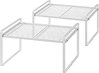 Vista 16 de Paquete de 2 estantes de cocina para gabinete, organizador de mostrador, estante de almacenamiento de despensa, baño, dormitorio, oficina, mesa