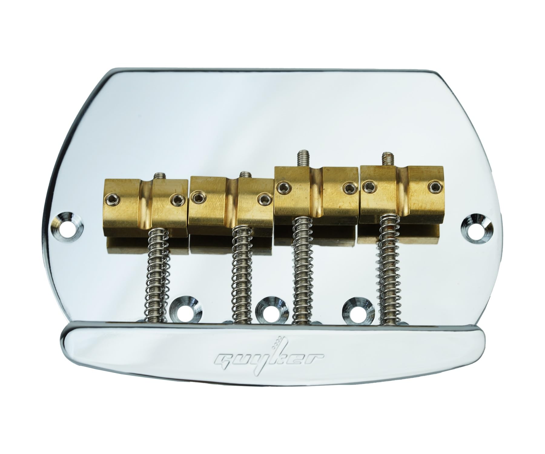 Guyker Bass-Steg-Saitenabstand 19,3 mm, 4 Saiten, feste Bassbrücke mit massivem Messing-Sattel und Eisenplatte (GB1007, Chrom)