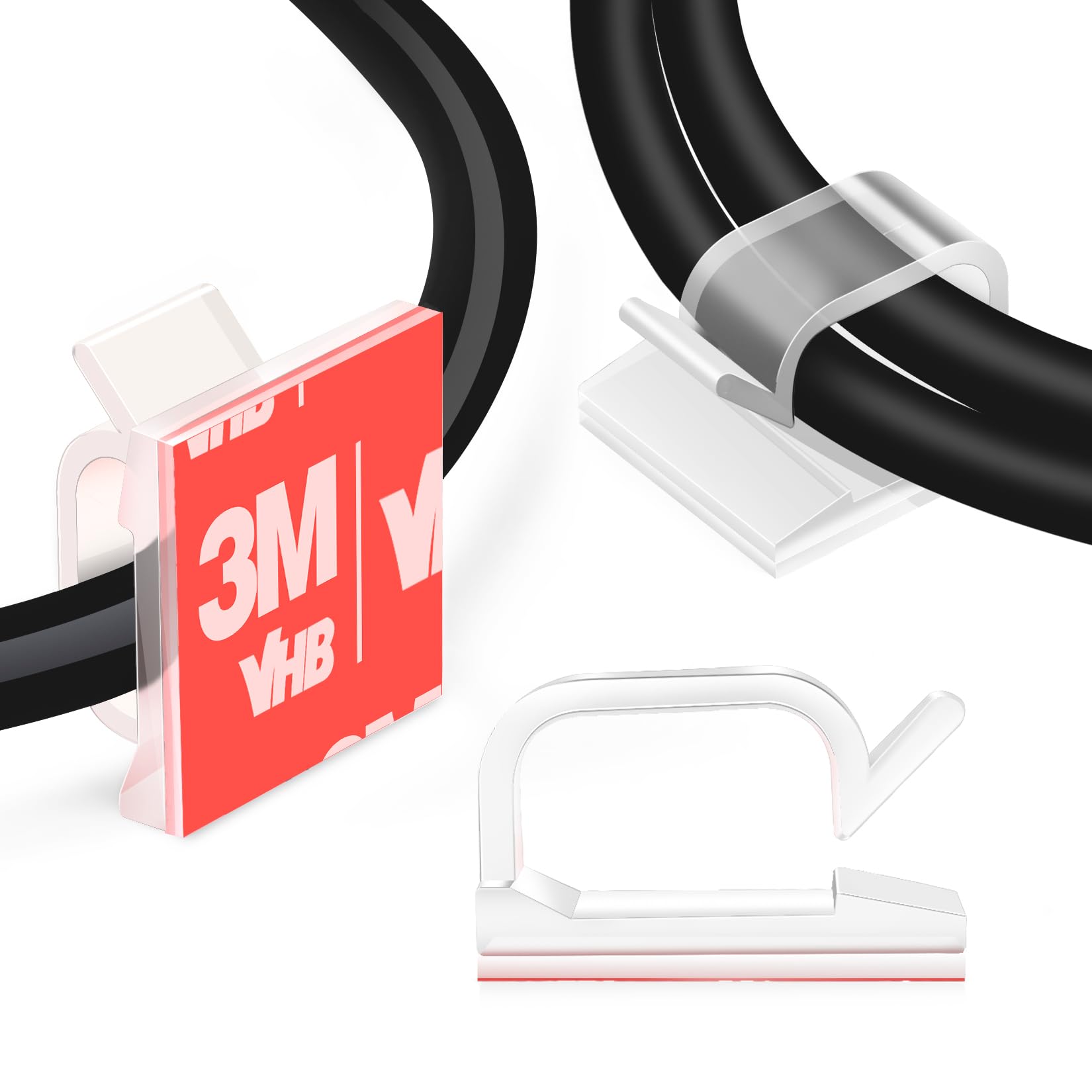 Cable Management Clips Wire Organizer for Under Desk Ethernet Car TV PC XHF 60PCS 5/8" Clear Adhesive Cable Wire Wall Light Clips, Cord Holder