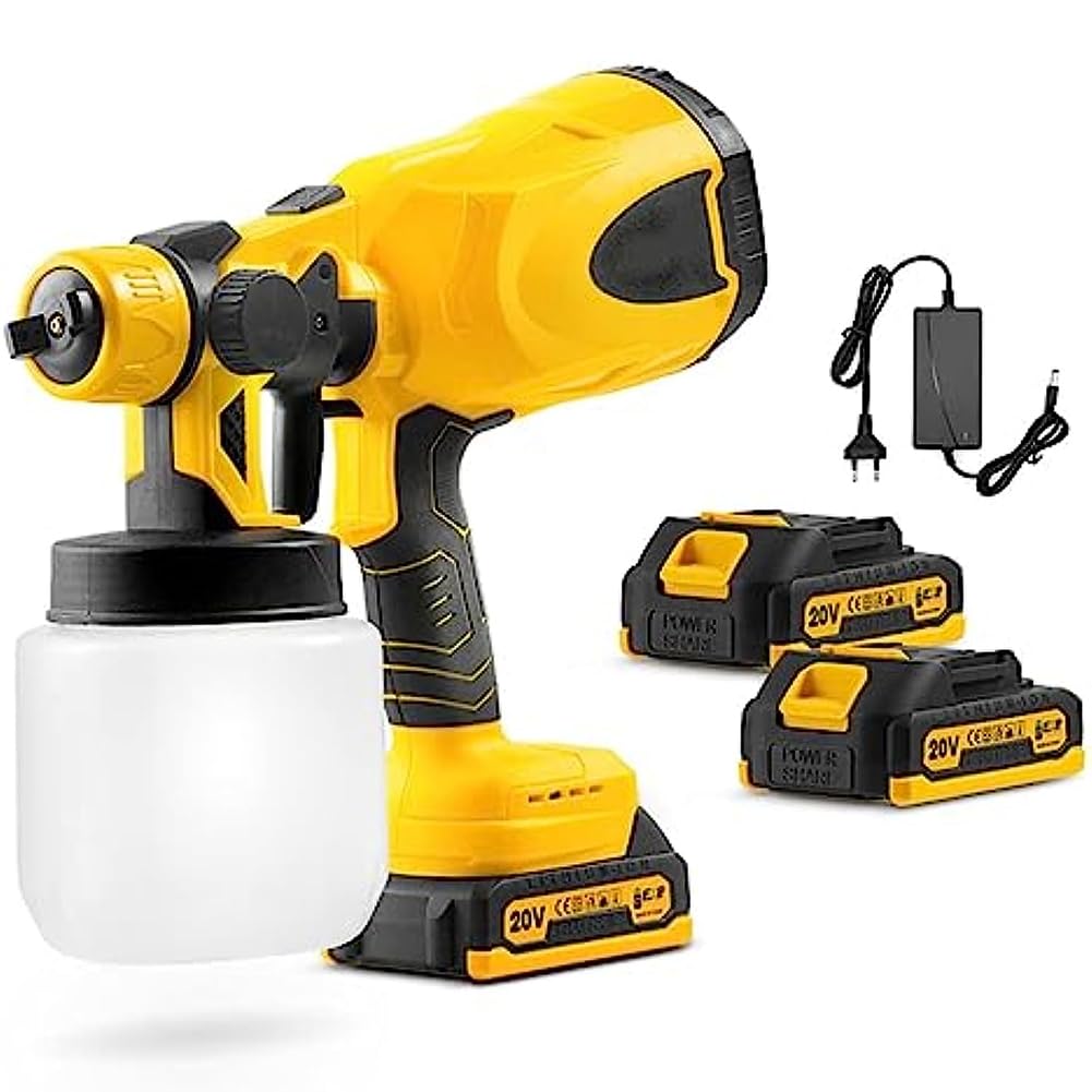 Pistolet pulvérisateur électrique sans fil avec 2 piles et récipient 800 ml