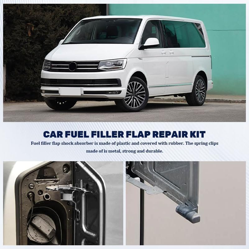 Car Fuel Filler Cap Repair Kit 7H0809948 7H0809932, Including Fuel Tank Shock Absorber and Fuel Collection Spring Clip, Suitable for Multiple Compatible Vehicle Models