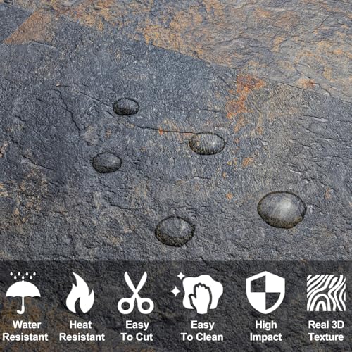 AULIGET 6" x 12" Rust Slate Peel and Stick Backsplash Wall Tiles, PVC Faux Stone Stick on Tiles for Backsplash Kitchen, Bathroom, Laundry Room, Camper, Fireplace (Pack of 20) by AULIGET - Image 3