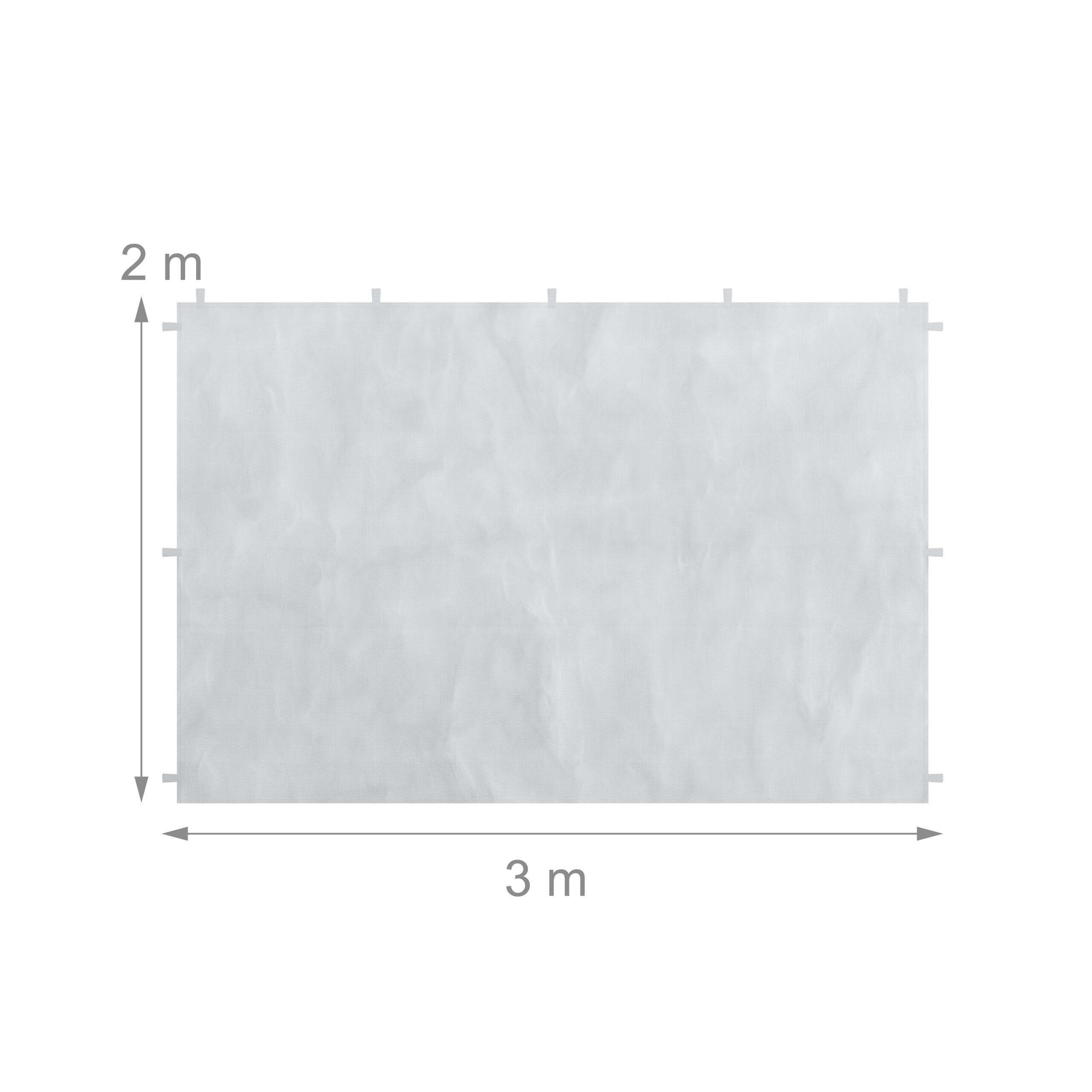 Relaxdays Seitenteile für Pavillon, 3er Set, 2x3 m, wasserdicht, Seitenwände mit Klettverschluss, PE, mit Fenster, weiß