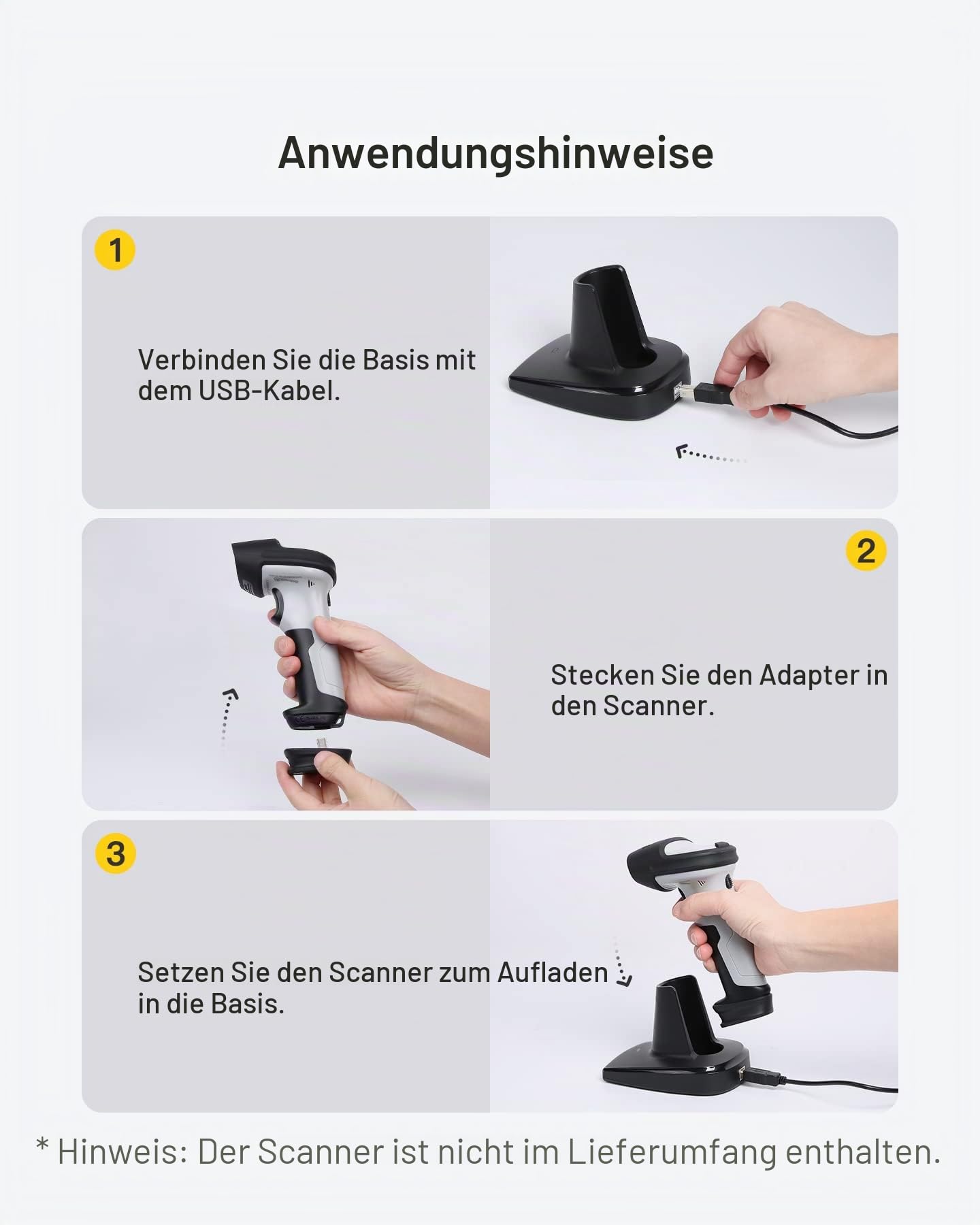 Inateck Barcode Scanner Ladestation, Geeignet BCST-60, BCST-70, BCST-73, P6 und P7, Scanner Nicht im Lieferumfang Enthalten