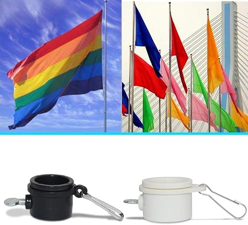 Miniatura 9 de Sonku - 6 anillos de montaje para asta de bandera, 360 grados, giratorios, ajustables, con clips de metal para asta de bandera de 0.7 a 1 pulgada,