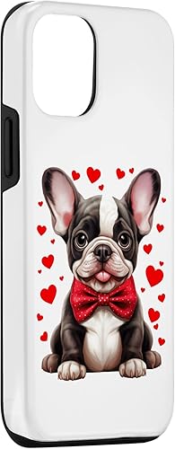 Miniatura 6 de iPhone 13 Pro Max Bulldog Francés Cachorro Corazones Corbata Rojo Estuche para el Día de San Valentín