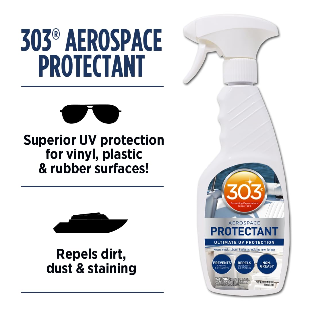 303 (30340) Marine Aerospace Protectant 473 ml – Spray de protección UV para barco, vinilo, goma y plástico, acabado mate + guantes Fiwiko de nitrilo gratis