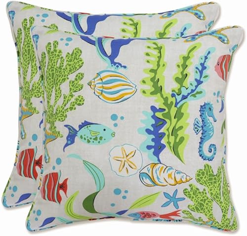 Vista 51 de Pillow Perfect Almohadas de gran tamaño para exteriores/interiores, lumbares - 16.5 x 24.5 pulgadas, azul coral bahía 2 unidades Bahía de Coral Azul