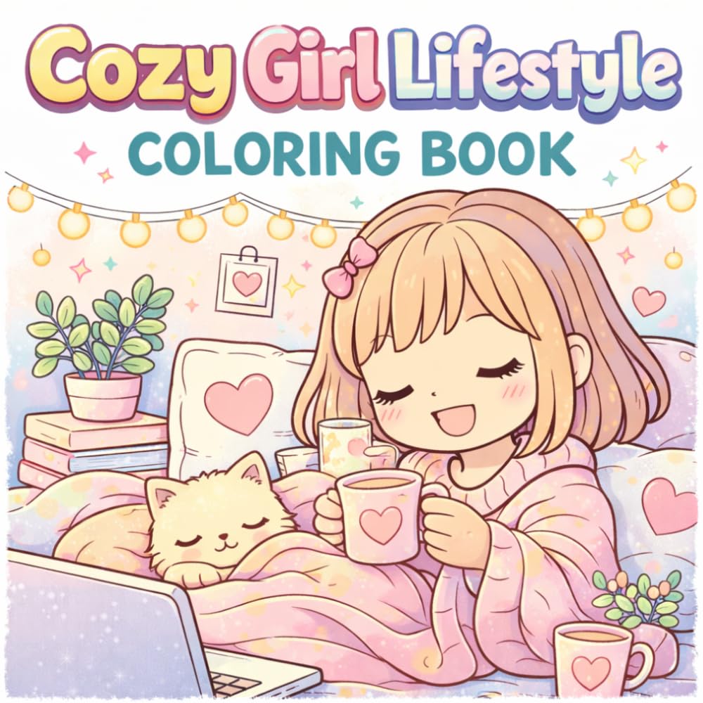 Cozy Girl Lifestyle Coloring Book: 50 Cute & Relaxing Coloring Pages Featuring Cozy Rooms, Coffee Moments, Self-Care Scenes, and Adorable Everyday Life