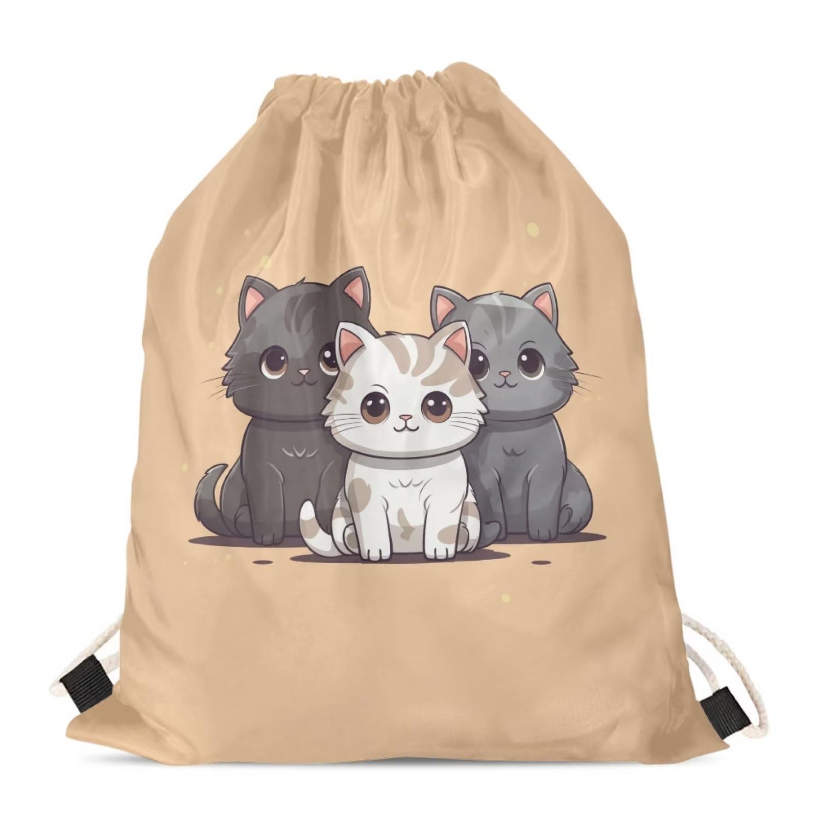 Upetstory Animals Patterned Drawstring Gym Bag for Teens Kids, Cinch Backpack for School Gifts, Cute Cat 3, 13.39" x 16.14", Traditional — image 1