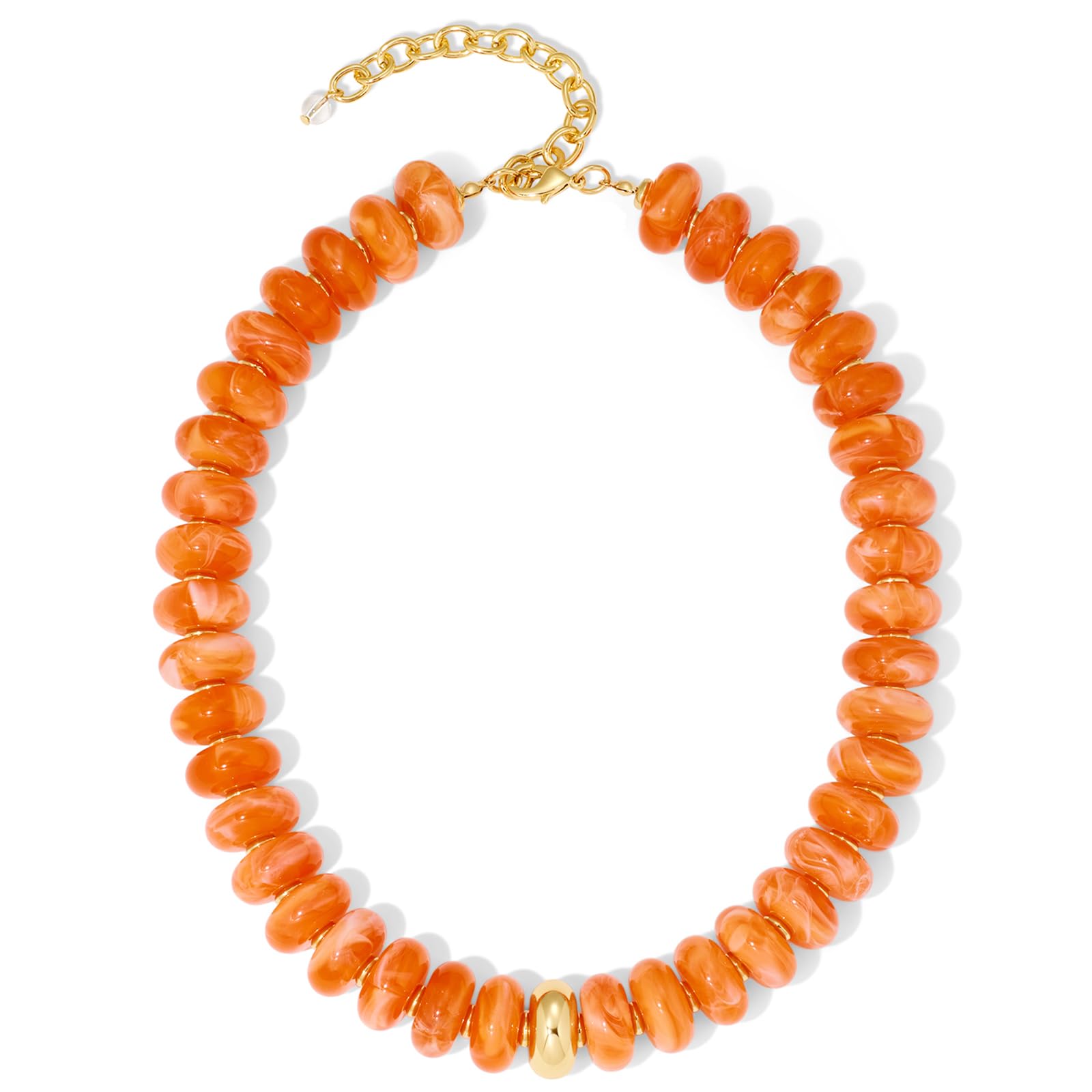FAUTHENTICUTE Mothers Day Gifts Chunky Beaded Choker Necklace for Women Statement Necklace with Gold Accent Adjustable Beach Summer Jewelry Trendy Boho Necklaces in Multiple Colors y2k Jewelry — view 13