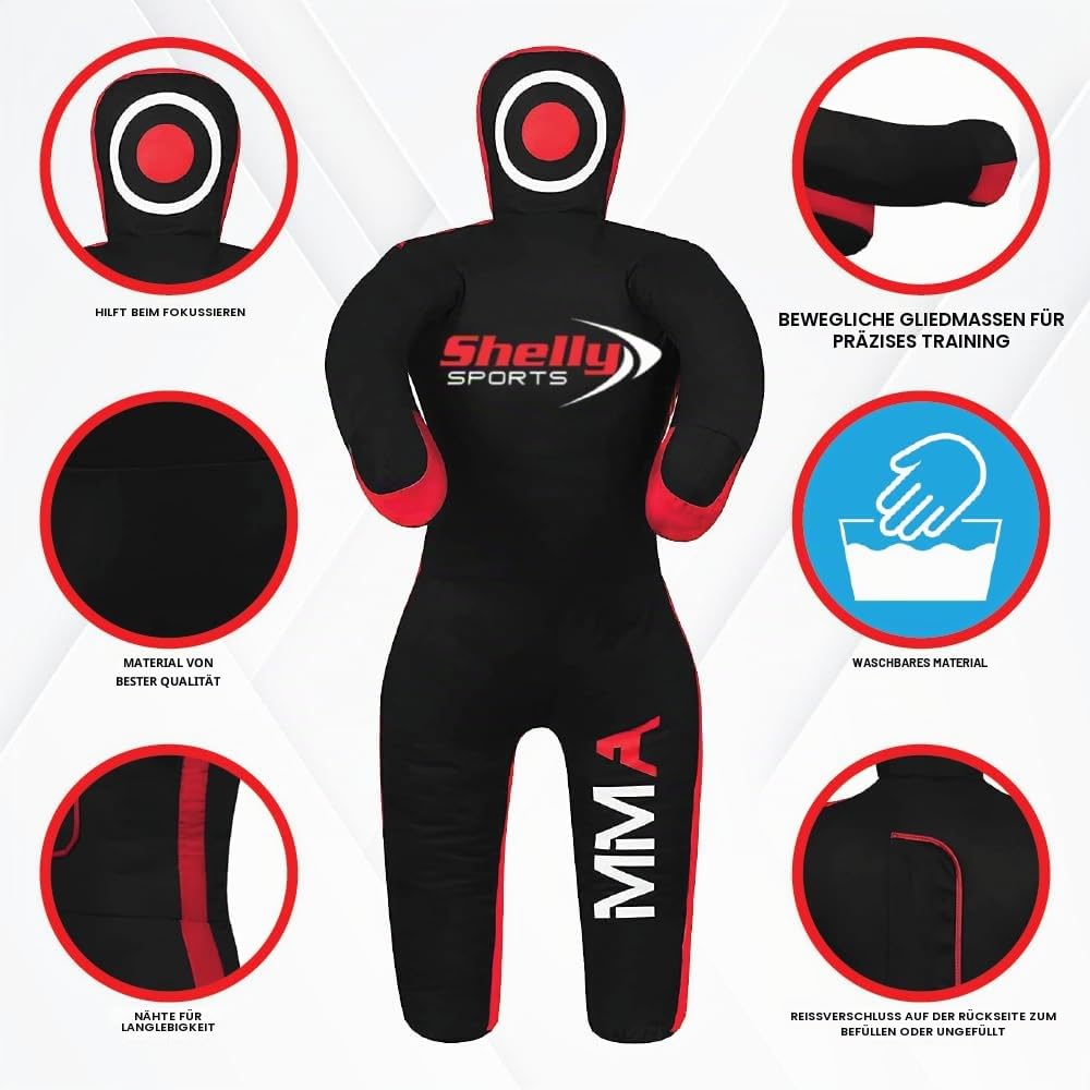 Shelly MMA Wrestling Grappling Dummy für Kinder BJJ Boxsack Wrestling Buddies Brazilian JIU Jitsu Stehposition Dummy Kampfsport Boxen Karate Training Schnuller (119,4 cm/4 Fuß) – ungefüllt