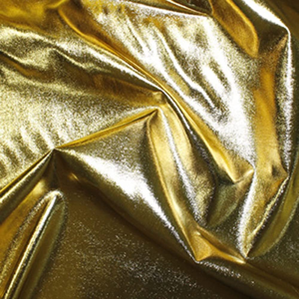 Oh Sew Crafty Limited Gold Emperor Foil Coated Fabric Viscose Non-Stretch Metallic Dressmaking 135Cm Wide - Per Metre (Gold)